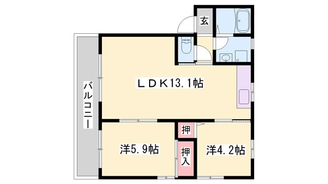 ハイツK2(2LDK/2階)の間取り写真