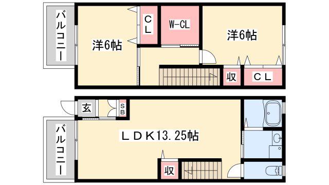 ドミール堂本(2LDK/1階)の間取り写真