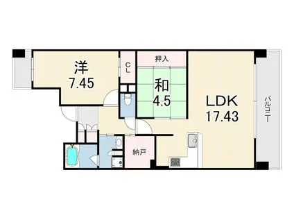 エレガンス甲子園(2SLDK/3階)の間取り写真