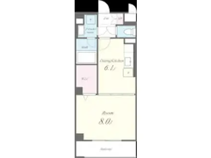 エバーヒルズN棟(1DK/2階)の間取り写真