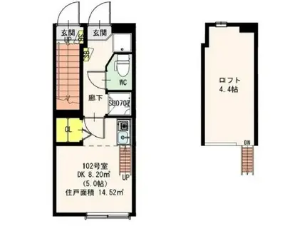 MIURA-I(ワンルーム/1階)の間取り写真