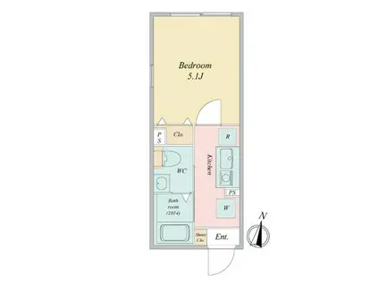 ライブフラット恵比寿(1K/1階)の間取り写真