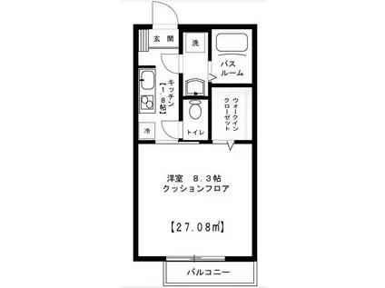 フラッツア烏山(1K/1階)の間取り写真