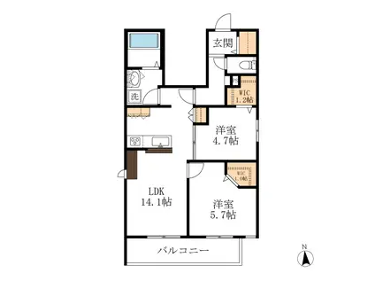 IL SOLE 中葛西(2LDK/4階)の間取り写真