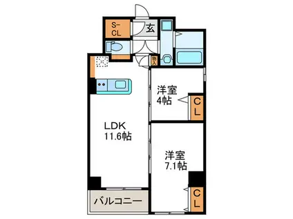 LIVECASA堀川今出川(2LDK/2階)の間取り写真