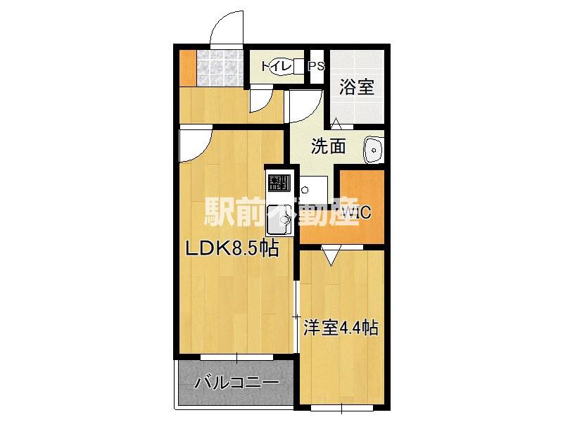 FLAGS 姪浜(1LDK/1階)の間取り写真