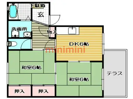 ジュネスハイム(2DK/2階)の間取り写真