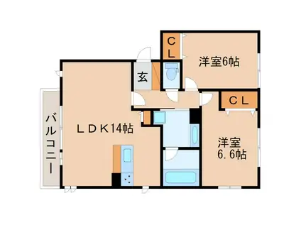 グランシャリオ(2LDK/3階)の間取り写真