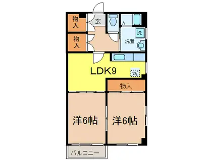 サンドエル藍2(2LDK/4階)の間取り写真