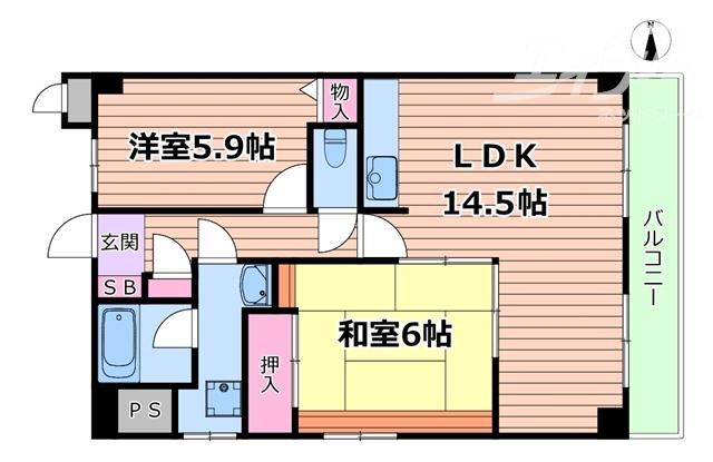 グレーシア大西(2LDK/2階)の間取り写真