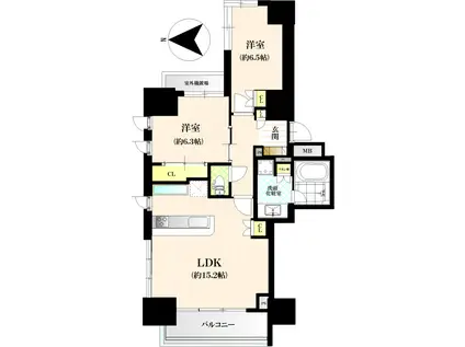 アトラス天満橋(2LDK/3階)の間取り写真