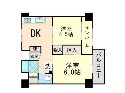 エスペランサ魚崎(2DK/7階)の間取り写真