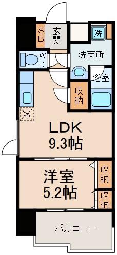 スプランディッド三国(1LDK/9階)の間取り写真