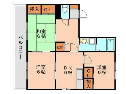 フラワーポテト正弥II(3DK/2階)の間取り写真