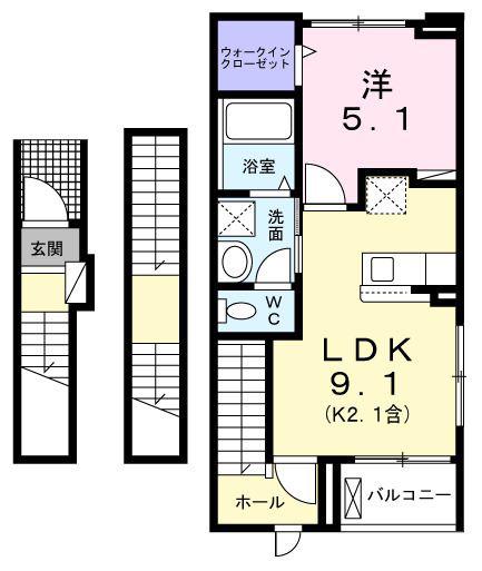 アイビードットオザク(1LDK/3階)の間取り写真