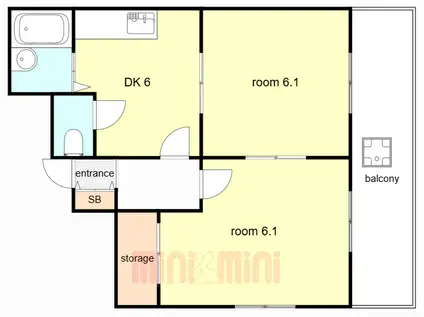 ブールバール塚本II(2DK/3階)の間取り写真