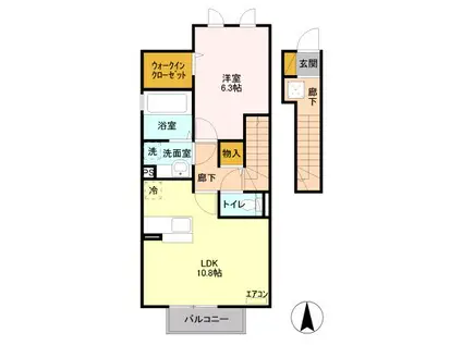サンターニティC(1LDK/2階)の間取り写真