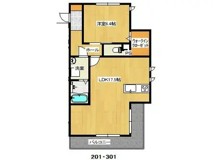 ベルフォーレ(1LDK/3階)の間取り写真