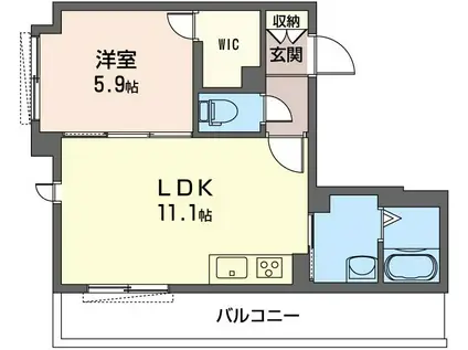 ROSE WOOD(1LDK/2階)の間取り写真