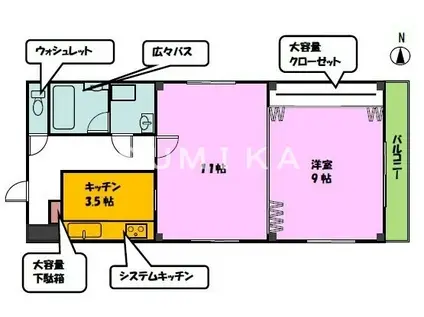 ガーデンフラックスII(1LDK/4階)の間取り写真