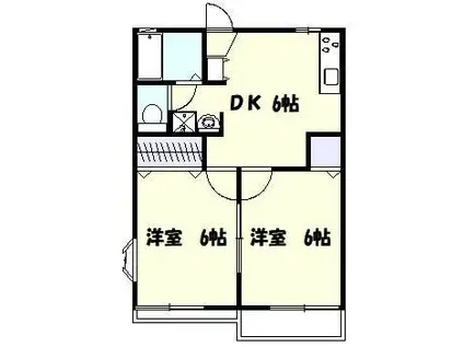 メゾン・リヴィエールA棟(2DK/2階)の間取り写真