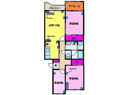 クローネ堀川(3LDK/3階)の間取り写真