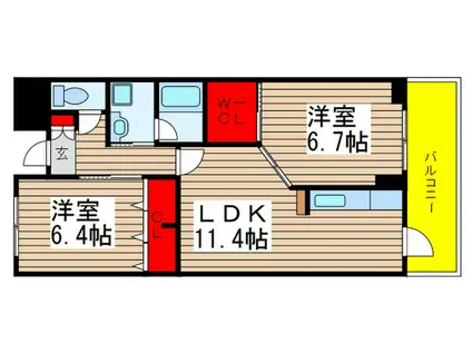 レジデンス ダイヤ(2LDK/1階)の間取り写真