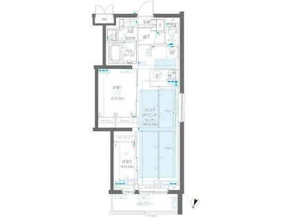 ZOOM蒲田イースト(2LDK/3階)の間取り写真