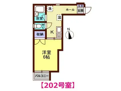 アールベール長土塀(1K/2階)の間取り写真