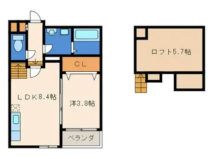 ARCBLISS九大学研(1LDK/2階)の間取り写真