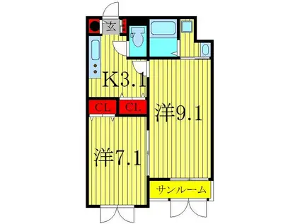 ラフレシールII(2K/1階)の間取り写真