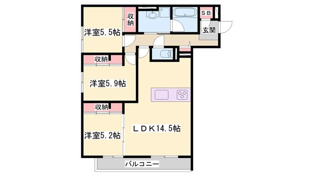 ラ ルーシュ(3LDK/2階)の間取り写真