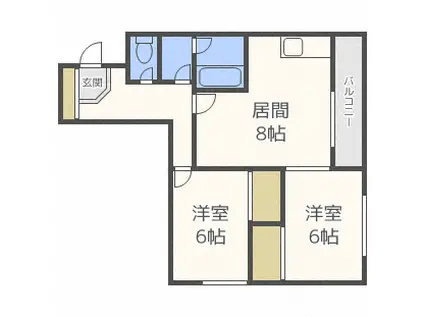 メゾンドボワール南郷(2LDK/2階)の間取り写真