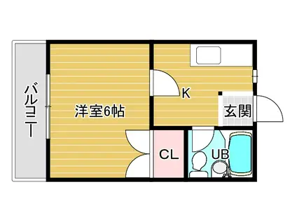 ウェルシー氷室(1K/1階)の間取り写真