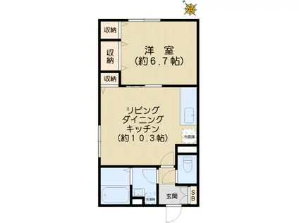 コンフォートJIN(1LDK/1階)の間取り写真