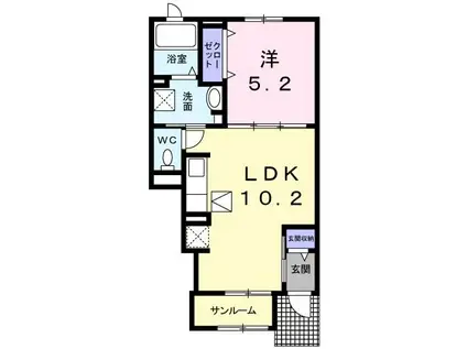 モンレーヴ(1LDK/1階)の間取り写真