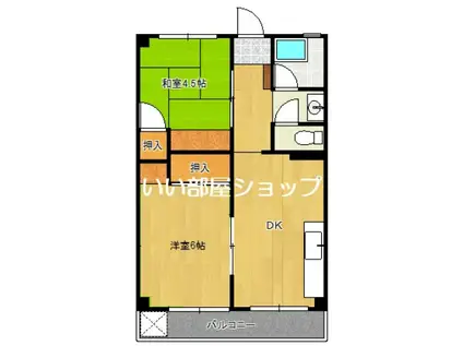 ポートマンション A(2DK/1階)の間取り写真