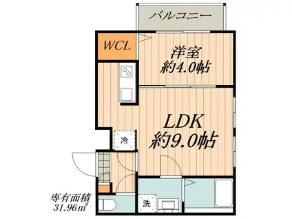 CHERIM庄内通ウエスト(1LDK/3階)の間取り写真