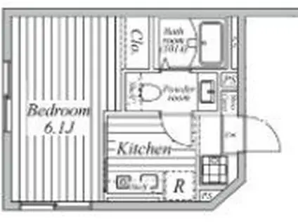 プラスアーバン舟渡(1K/2階)の間取り写真