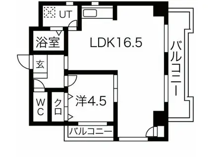 エクスクリエ高畑(1LDK/2階)の間取り写真