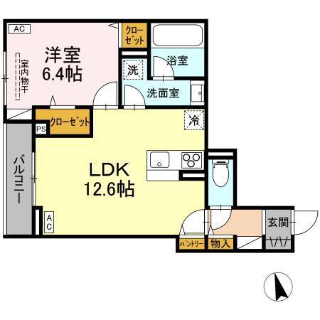 D-ROOM野田町(1LDK/3階)の間取り写真
