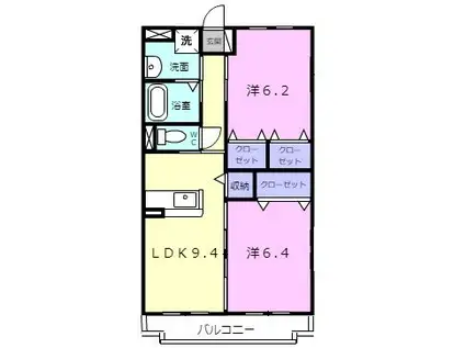 フレッシュタウン昴(2LDK/2階)の間取り写真