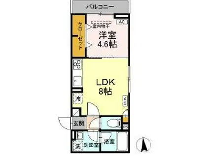 D-ROOM寺町(1LDK/3階)の間取り写真