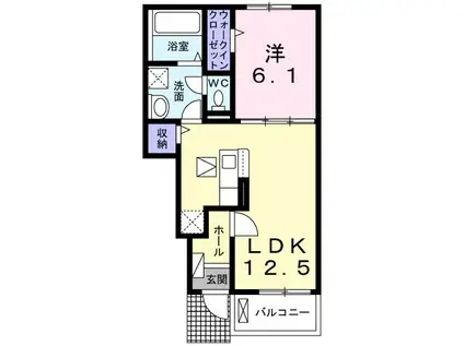 SUN・AIRY大木戸B(1LDK/1階)の間取り写真