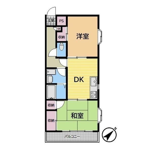 イーストハウス(2DK/1階)の間取り写真