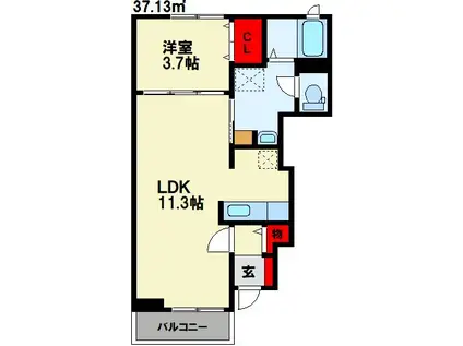 メゾン・ド・フラン(1LDK/1階)の間取り写真