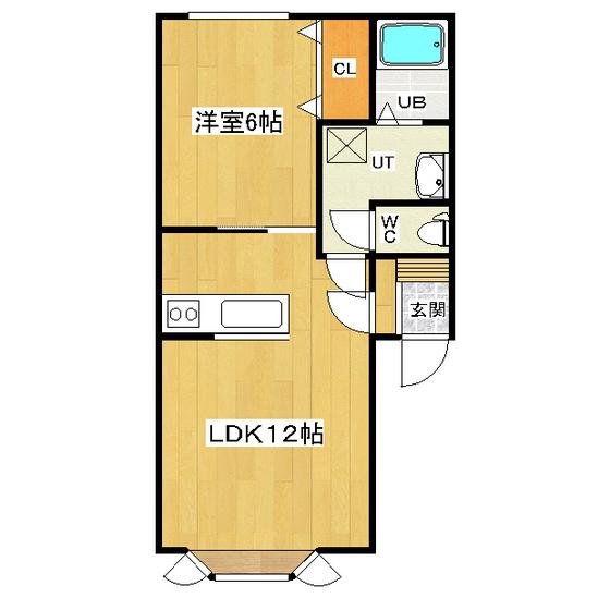 花林ハイツII(1LDK/1階)の間取り写真