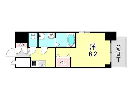 エスリード神戸グランドール(1K/6階)の間取り写真