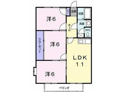 メゾンウエンドⅠ(3LDK/1階)の間取り写真