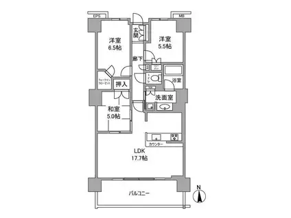 メガシティタワーズザイースト(3LDK/38階)の間取り写真